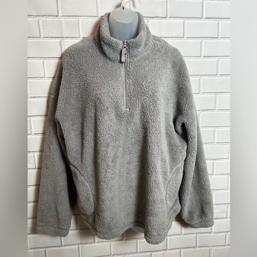 CUDDL DUDS women Fuzzy Winter Warm Collar gray Sweater /size L